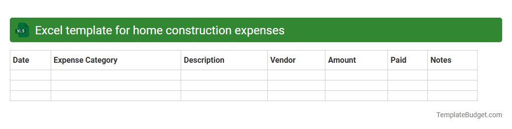 Excel template for home construction expenses