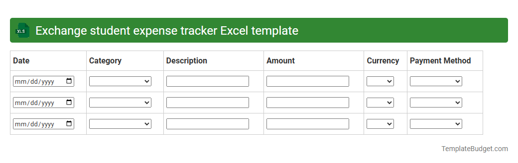 Exchange student expense tracker Excel template