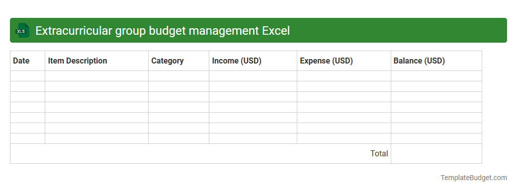 Extracurricular group budget management Excel