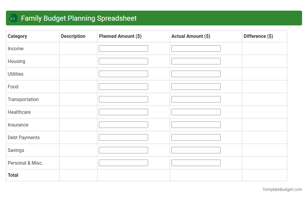 Family Budget Planning Spreadsheet