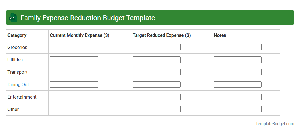 Family Expense Reduction Budget Template