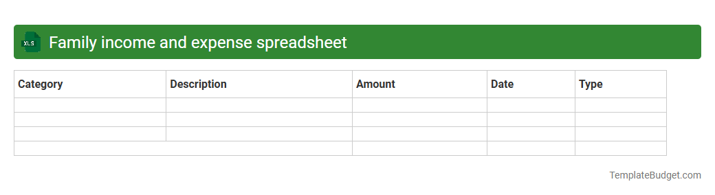 Family income and expense spreadsheet