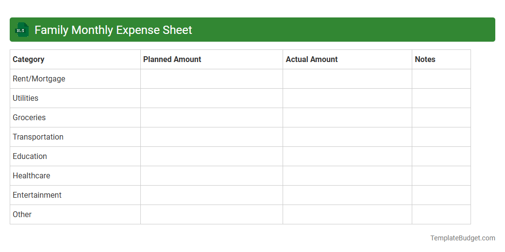Family Monthly Expense Sheet