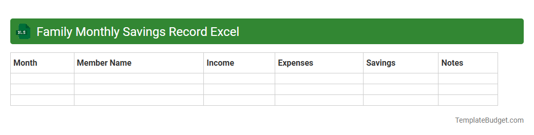 Family Monthly Savings Record Excel