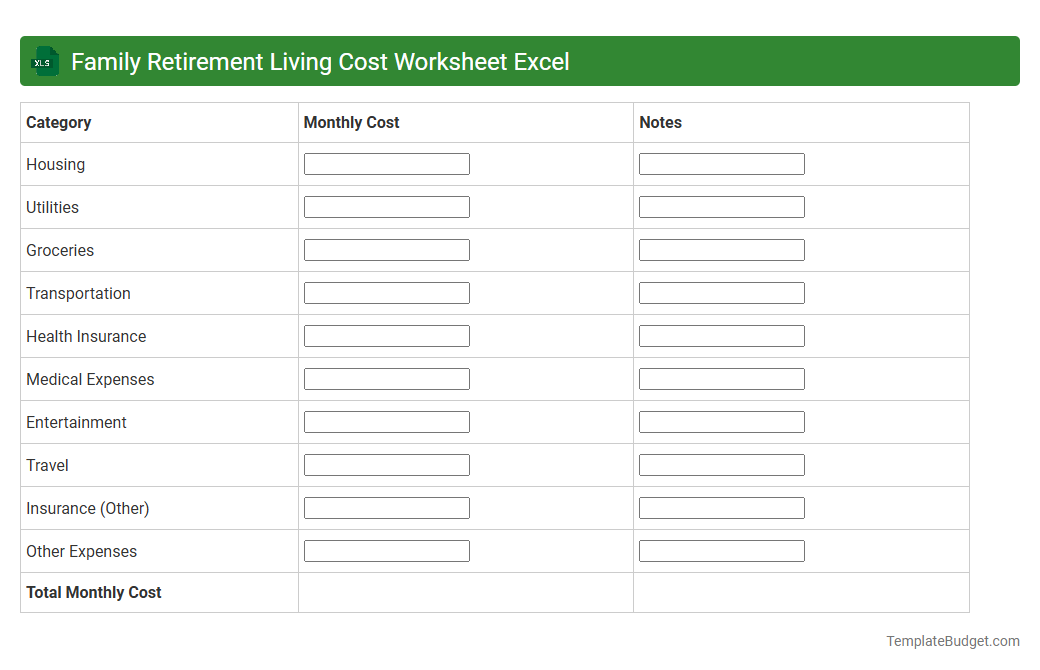 Family Retirement Living Cost Worksheet Excel