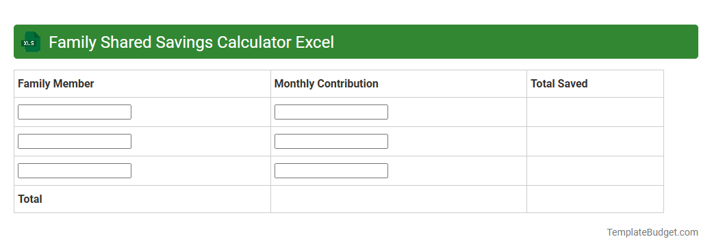 Family Shared Savings Calculator Excel