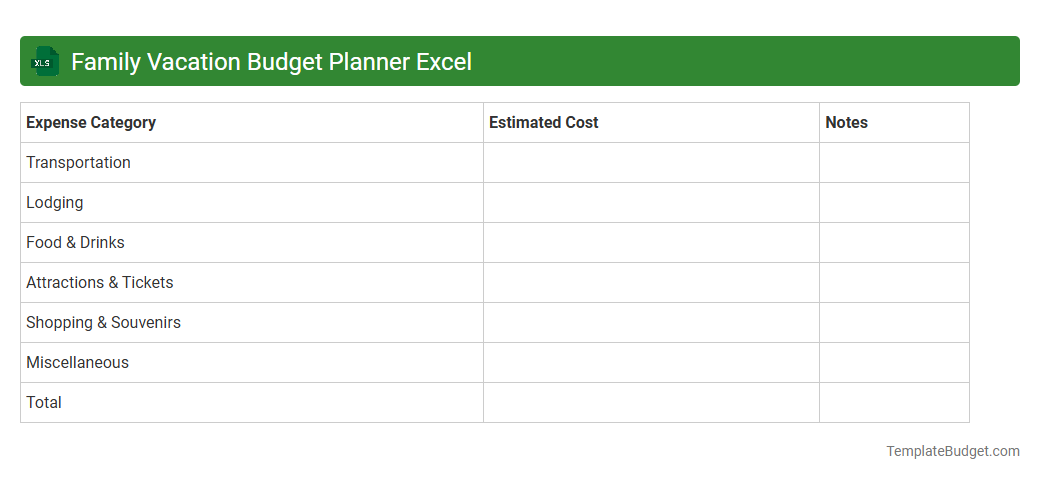 Family Vacation Budget Planner Excel