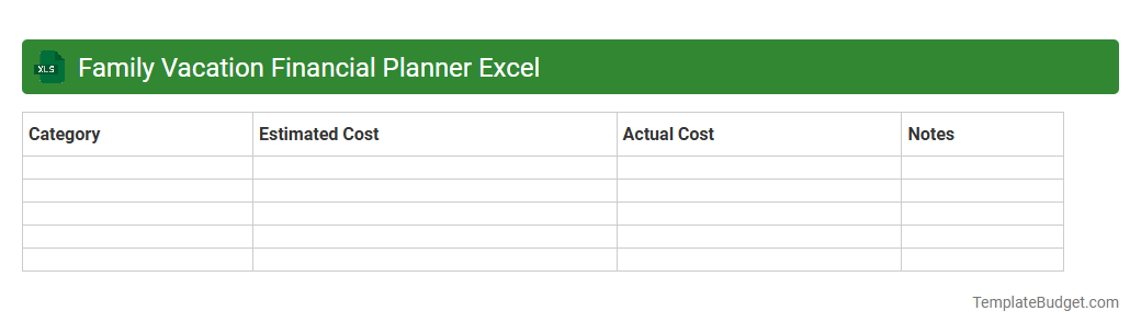 Family Vacation Financial Planner Excel