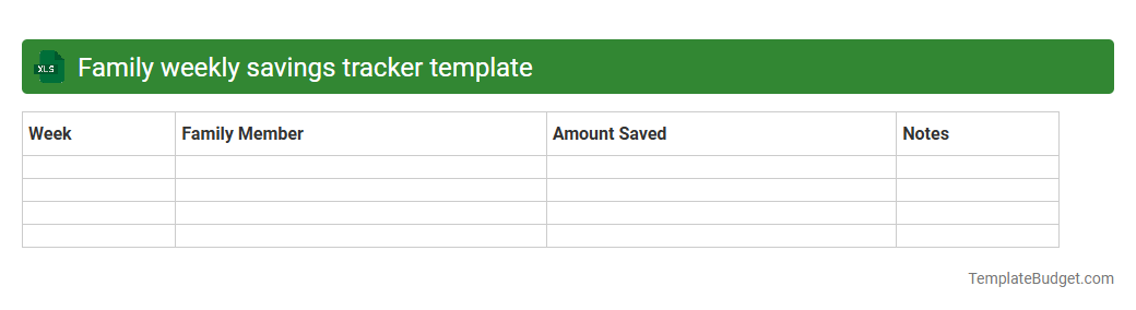 Family weekly savings tracker template