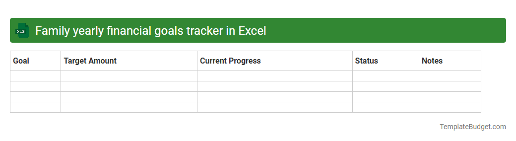 Family yearly financial goals tracker in Excel