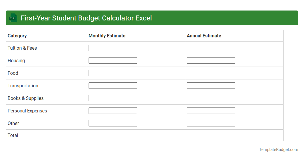 First-Year Student Budget Calculator Excel