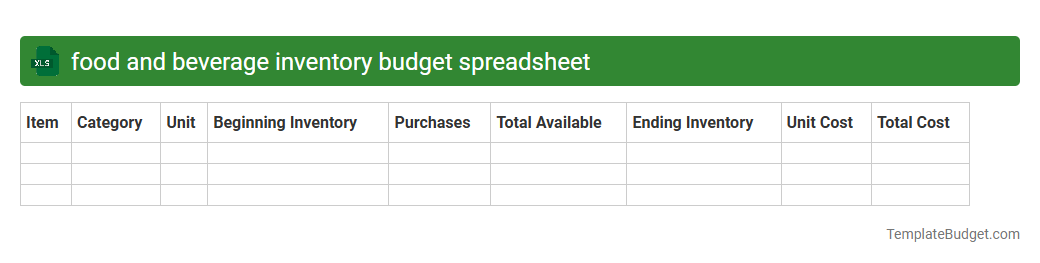 food and beverage inventory budget spreadsheet