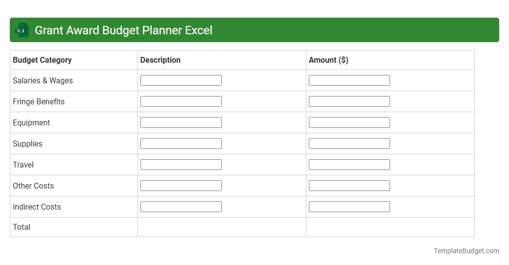 Grant Award Budget Planner Excel