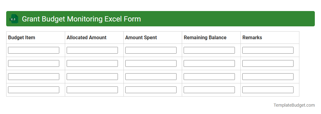 Grant Budget Monitoring Excel Form