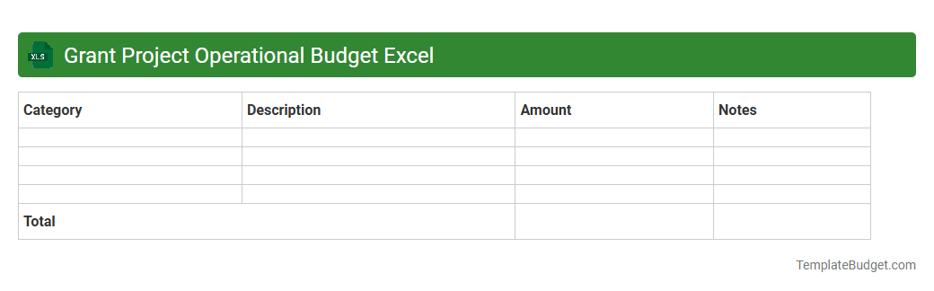 Grant Project Operational Budget Excel