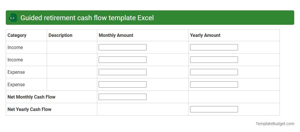 Guided retirement cash flow template Excel