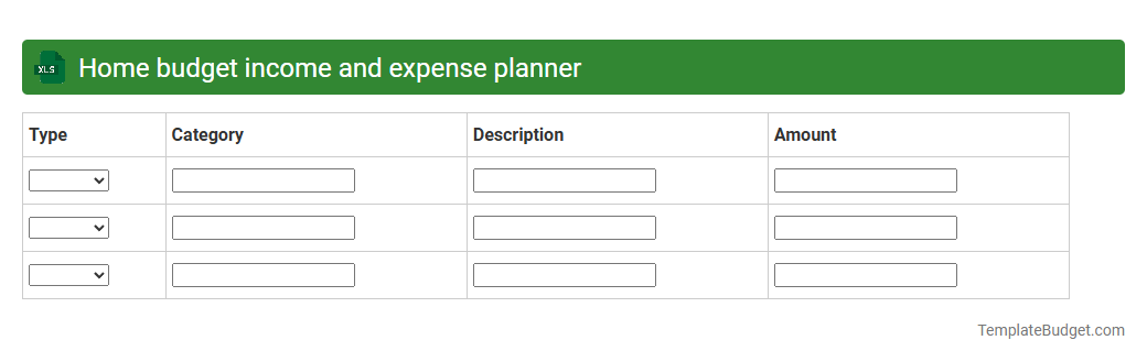 Home budget income and expense planner