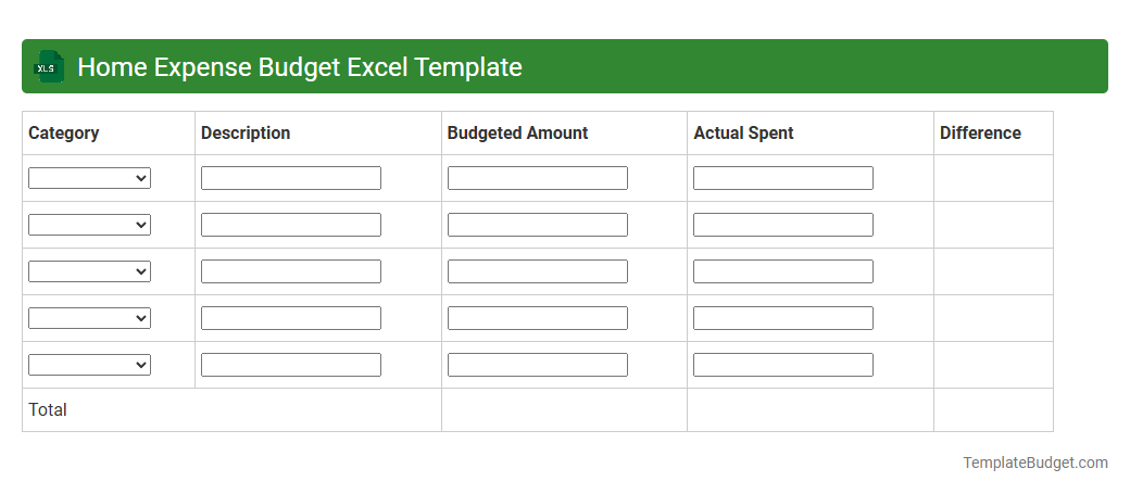 Home Expense Budget Excel Template