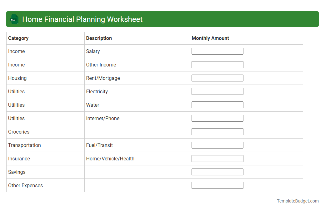 Home Financial Planning Worksheet
