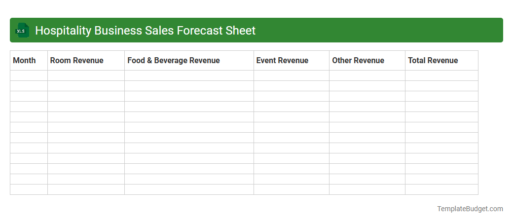 Hospitality Business Sales Forecast Sheet