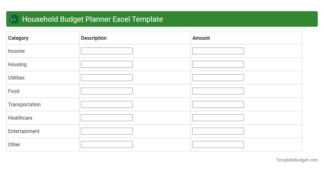 Household Budget Planner Excel Template
