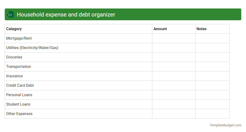 Household expense and debt organizer