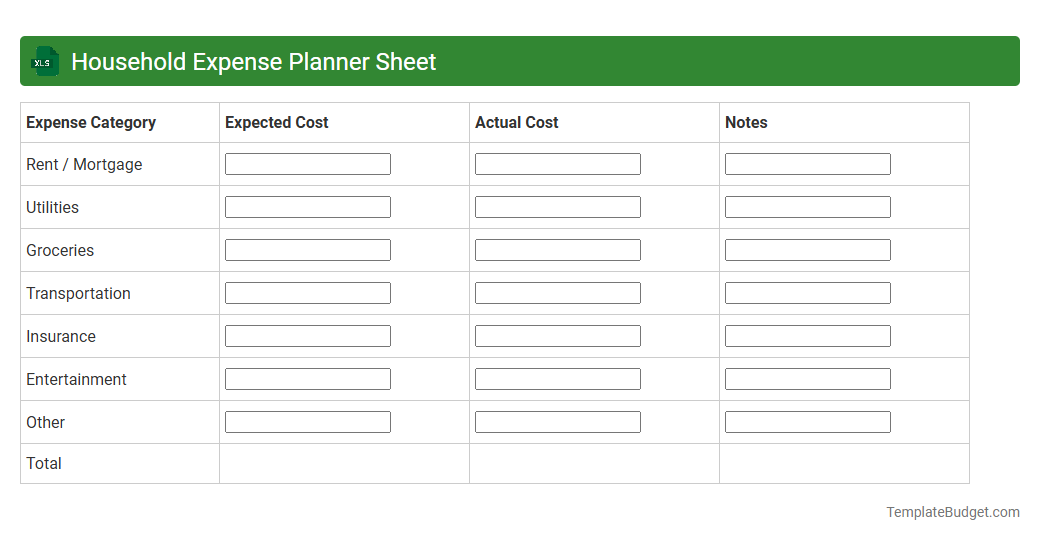 Household Expense Planner Sheet
