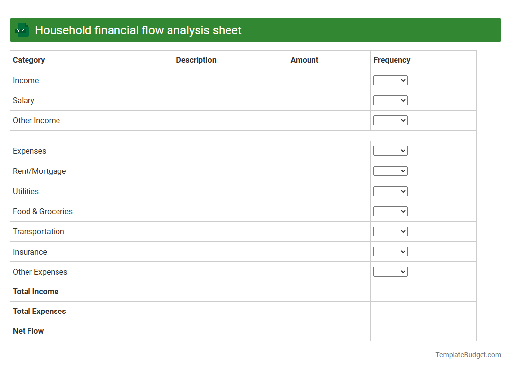 Household financial flow analysis sheet