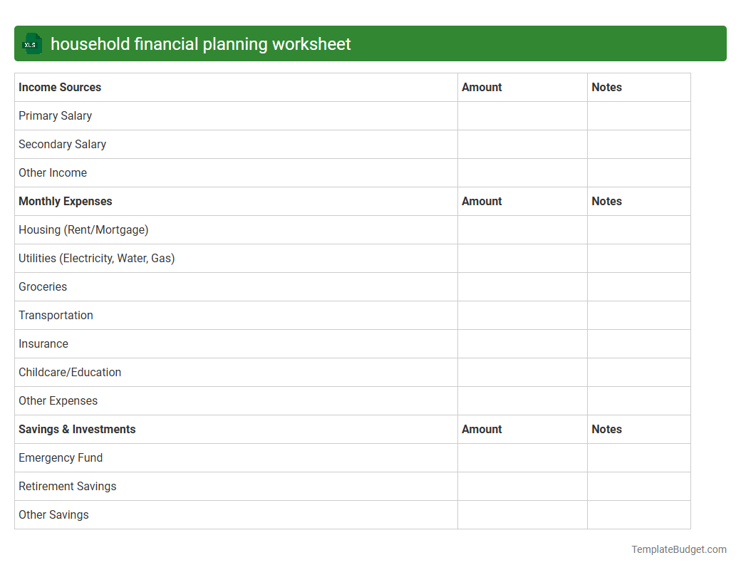 household financial planning worksheet