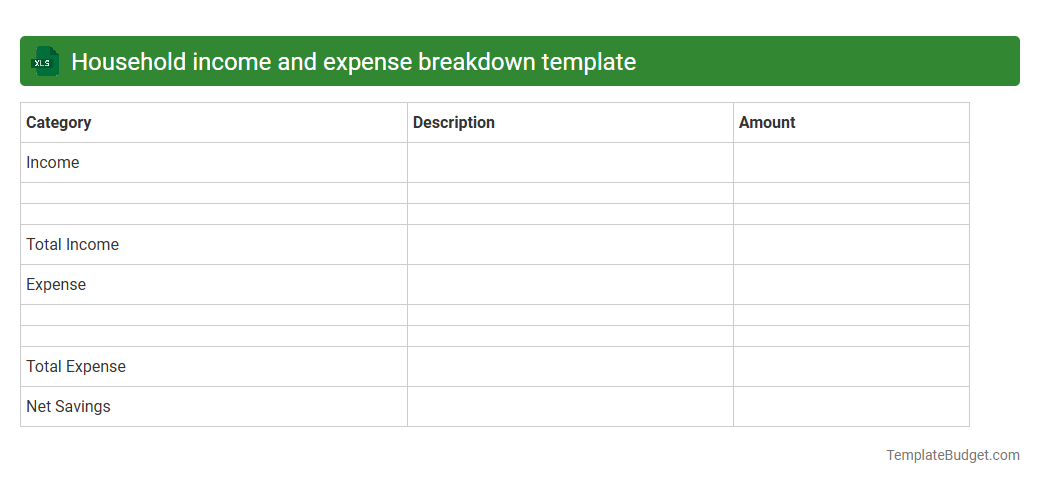 Household income and expense breakdown template