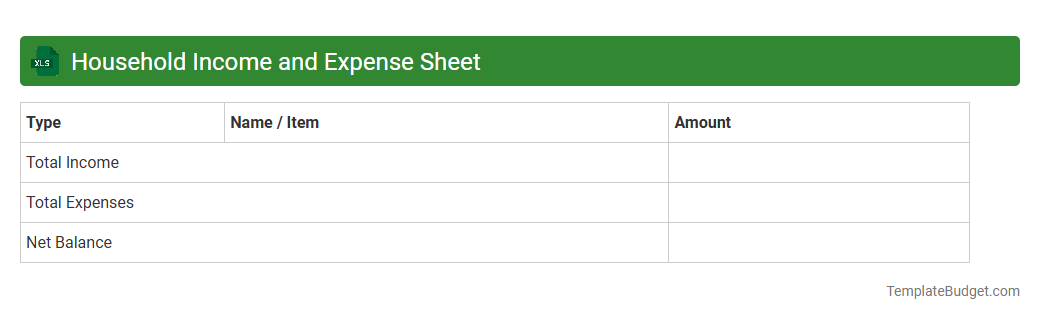 Household Income and Expense Sheet