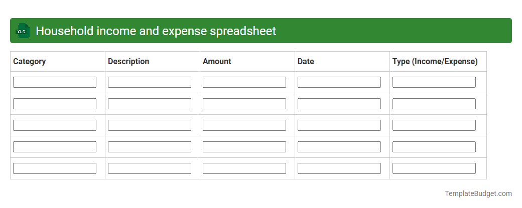 Household Income and Expense Spreadsheet
