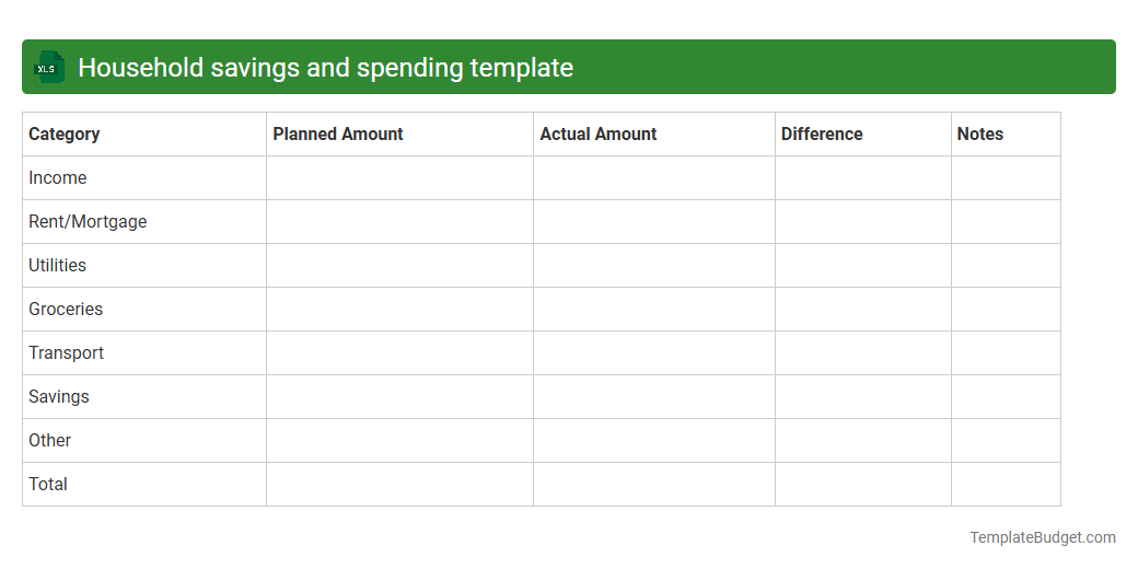 Household savings and spending template