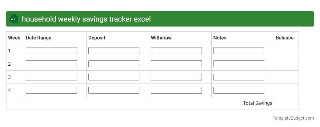 household weekly savings tracker excel