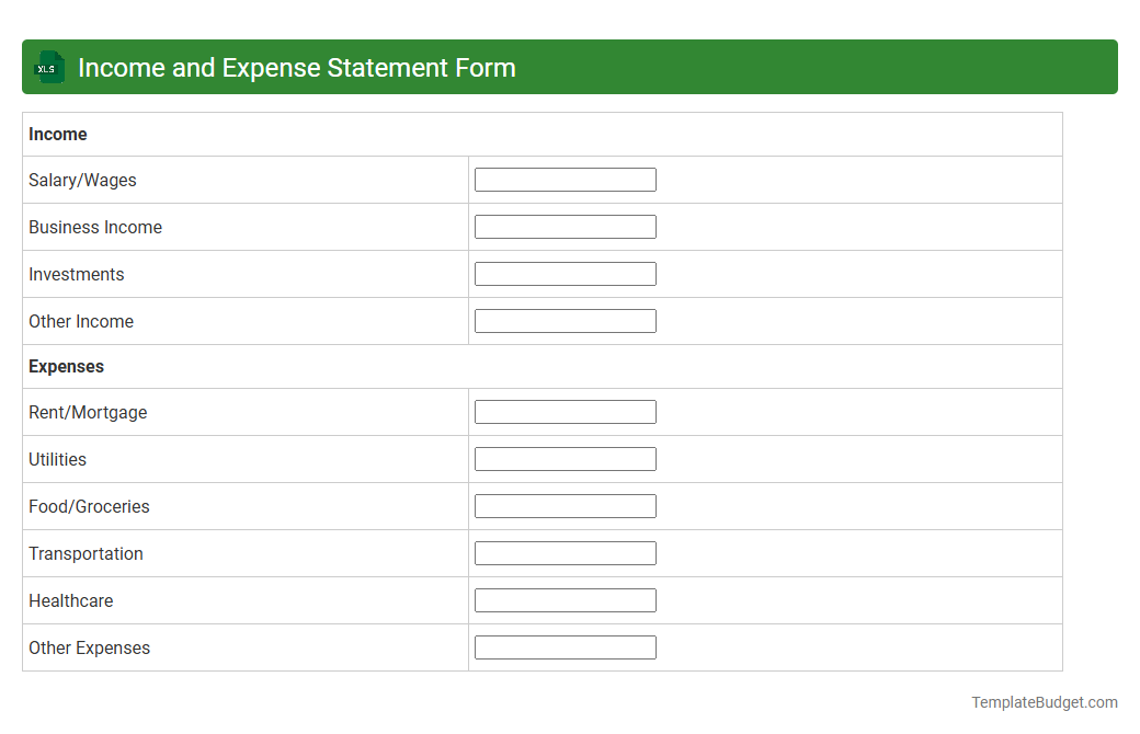 Income and Expense Statement Form