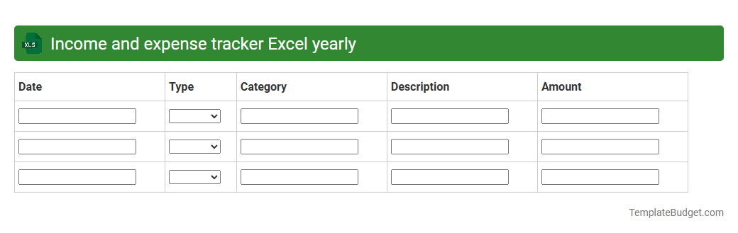 Income and expense tracker Excel yearly