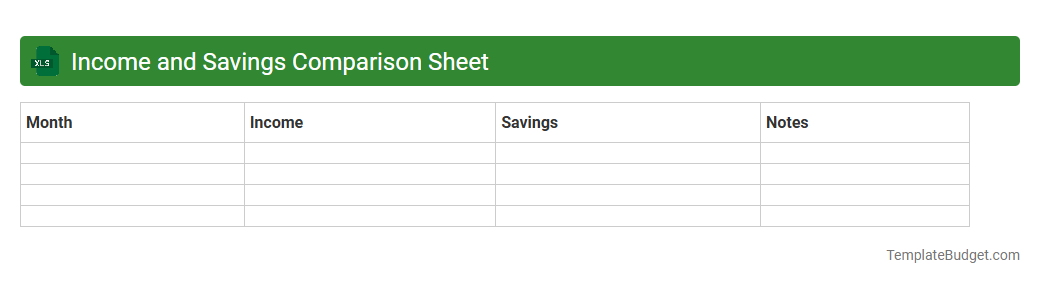 Income and Savings Comparison Sheet