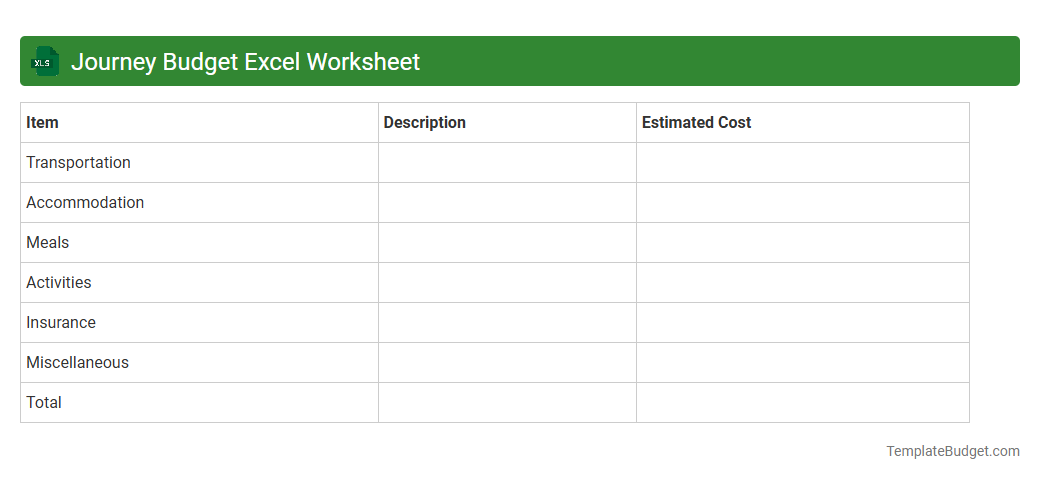 Journey Budget Excel Worksheet