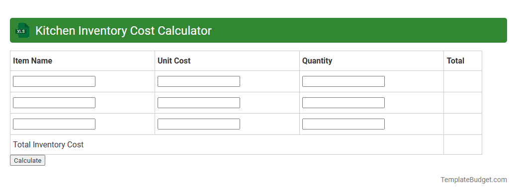 Kitchen Inventory Cost Calculator