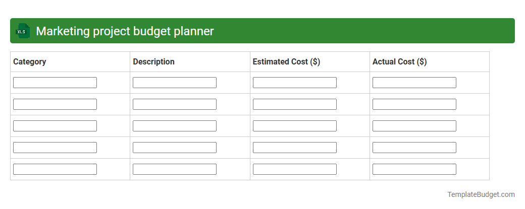 Marketing project budget planner