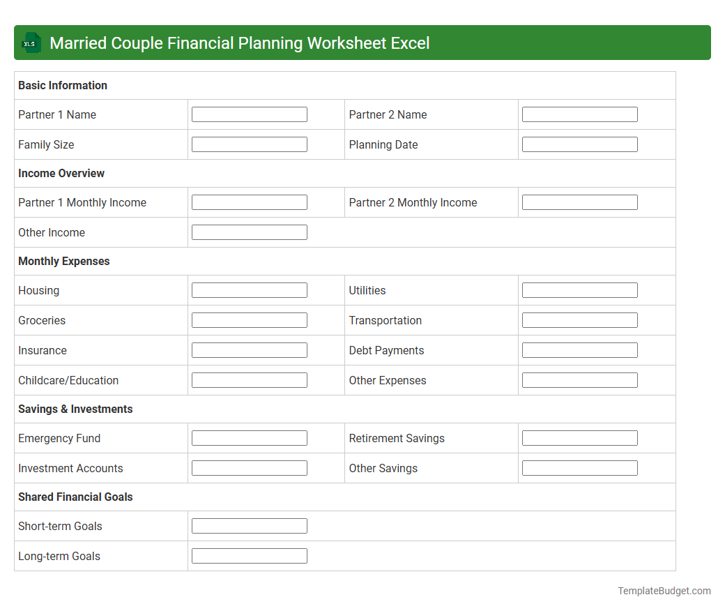 Married Couple Financial Planning Worksheet Excel