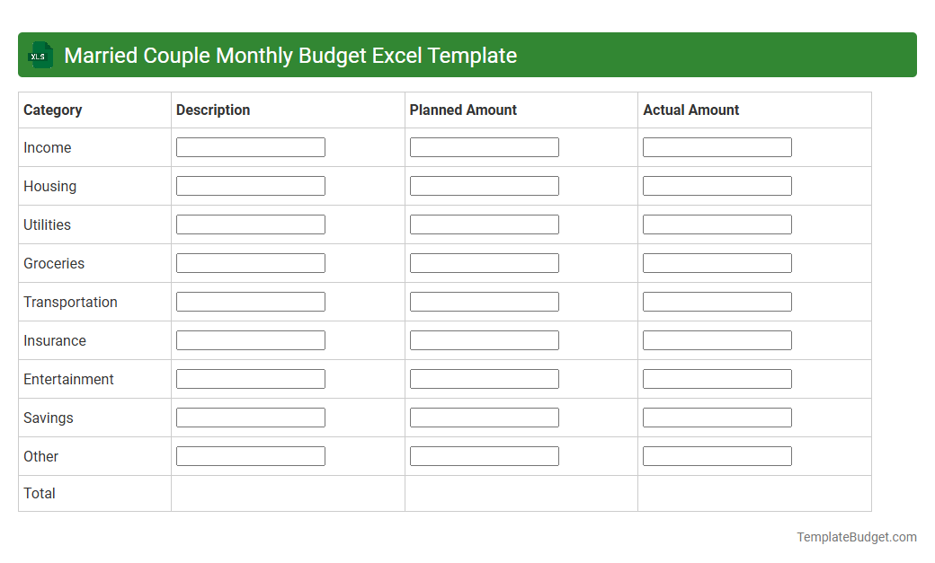 Married Couple Monthly Budget Excel Template