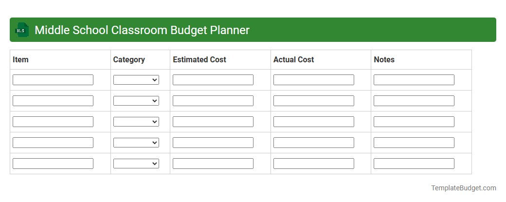 Middle School Classroom Budget Planner