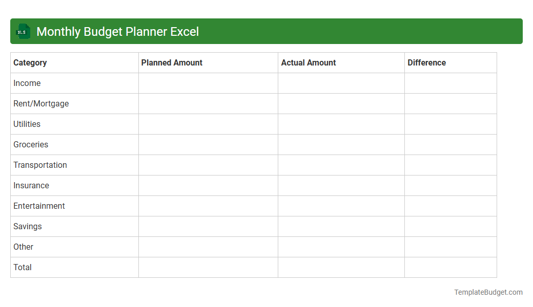 Monthly Budget Planner Excel