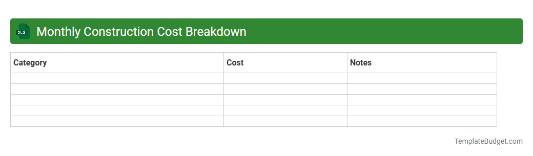 Monthly Construction Cost Breakdown
