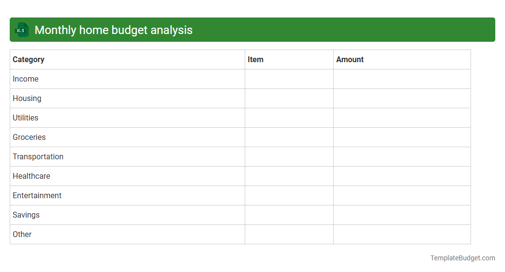 Monthly home budget analysis