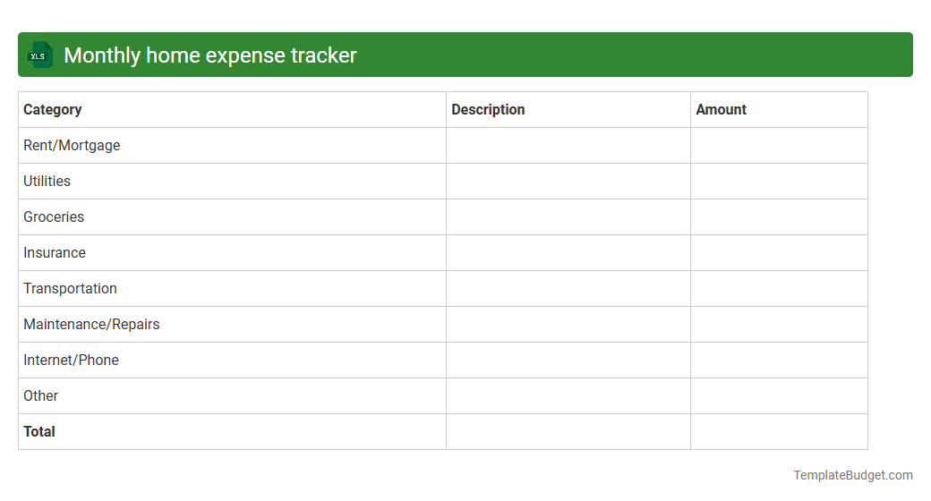 Monthly home expense tracker