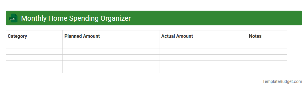 Monthly Home Spending Organizer