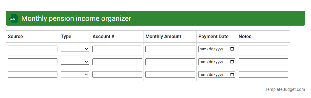 Monthly pension income organizer