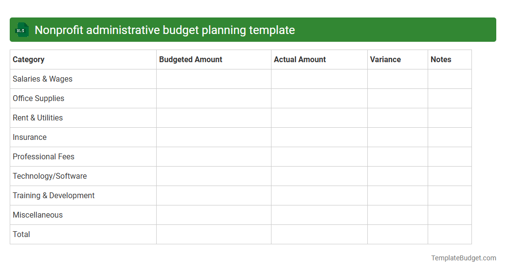 Nonprofit administrative budget planning template